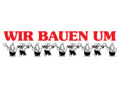 Ankleber WIR BAUEN UM 22 x 98cm Klebefolie weiss/rot/schwarz