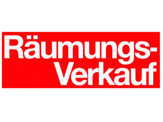 Ankleber "Räumungsverkauf" 48 x 138cm Selbstklebefolie rot/weiss