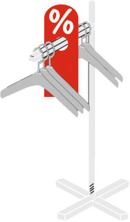 Hänger %-Zeichen rot/weiss 8.5 x 23cm PVC mit Loch für Kleiderstangen