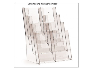 Prospektständer 4 x DIN A4 Hochformat, z.Stellen/Hängen unterteilbar für 8 x A6