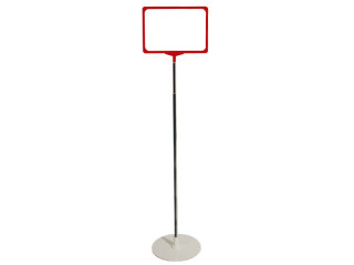 Bodenplakatständer rot 100x170cm hoch DIN A4 Fussplatte weiss rund Ø255mm