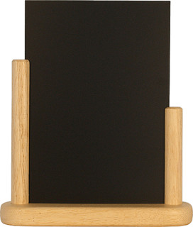 Info-Schiefertafel DIN A5 23cm hoch Holz natur als Tischaufsteller