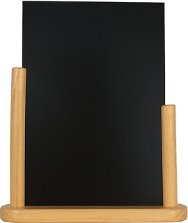 Info-Schiefertafel DIN A4 32cm hoch Holz natur als Tischaufsteller