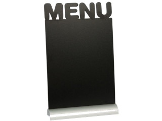 Schieferlacktafel "Menu" AluminiumSilhouette, Alufuss
