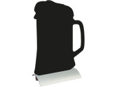Schieferlacktafel "Bier" AluminiumSilhouette, Alufuss