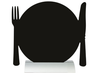 Schieferlacktafel "Teller" AluminiumSilhouette, Alufuss