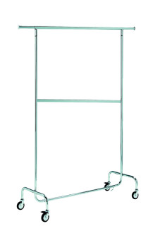 Konfektionsständer B 143cm, H 200cm, Zwischenstange 110cm, mit 80mm Rollen, seitlich je 40cm ausziehbar
