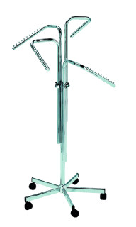 Kleiderständer 4-Arm schräg 110-170cm hoch Arme 40cm Kreuzfuss mit 5 Rollen 50mm