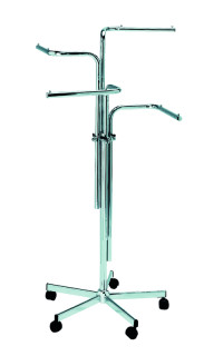 Kleiderständer 4-Arm gerade 110-170cm hoch Arme 40cm Kreuzfuss mit 5 Rollen 50mm