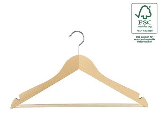 Holzkleiderbügel Business 45cm Buche natur lackiert mit rutschfestem Steg