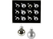 christmas balls mini 3cm glass, silber glanz/matt 12 St.