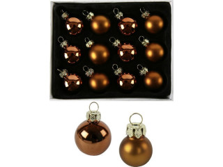 christmas balls mini 3cm glass, kupfer glanz/matt 12 St.