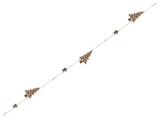 décoratif guirlande rouille-métal "sapins/étoiles" 120cm