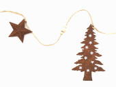 décoratif guirlande rouille-métal "sapins/étoiles" 120cm