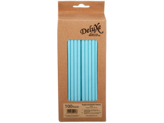paper drinking straws 100 pieces turquoise plain