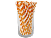 pailles à boire en papier 100 pièces orange-blanc strié