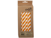 paper drinking straws 100 pieces orange-white striped