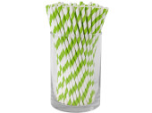 paper drinking straws 100 pieces green-white striped