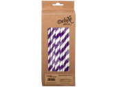 paper drinking straws 100 pieces purple-white striped