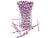 Papier-Trinkhalme 100 Stück lila-weiss gestreift