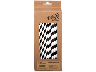 paper drinking straws 100 pieces black-white striped