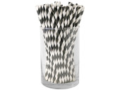 paper drinking straws 100 pieces black-white striped