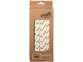 paper drinking straws 100 pieces white-gold hearts