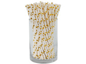 paper drinking straws 100 pieces white-gold hearts