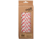 paper drinking straws 100 pieces white-red hearts
