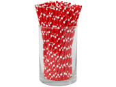 pailles à boire en papier 100 pièces rouge-blanc coeurs