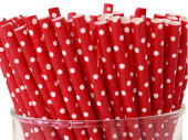 pailles à boire en papier 100 pièces rouge-blanc points