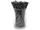 paper drinking straws 100 pieces black-white stars