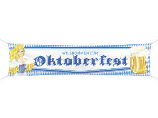 Banner Willkommen zum Oktoberfest quer, 180 x 40cm, Stoff