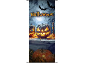 Textilbanner Halloween-Kürbi 75x180cm, orange/weiss...