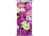 Textilbanner Pfingstrosen 75x180cm, rosa/weiss Schlauchnaht oben+unten