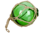 Fischerkugel Glas grün im Netz, Ø 10cm