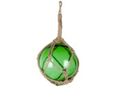 Fischerkugel Glas grün im Netz, Ø 10cm