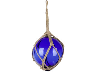 Fischerkugel Glas blau im Netz, Ø 20cm