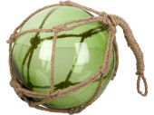 Fischerkugel Glas grün im Netz, Ø 20cm