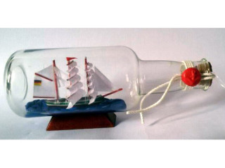 Segelschiff in Glas-Flasche Kunststoff 18,5x7,5xH6,8cm
