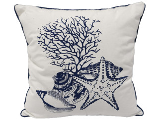 Kissen Maritim Meerdeko weiss/blau, Stoff, 40 x 40cm