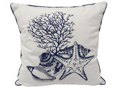 Kissen Maritim Meerdeko weiss/blau, Stoff, 40 x 40cm