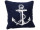 Kissen Maritim Anker blau/weiss, Stoff, 40 x 40cm
