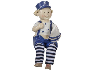 Kantenhocker Maritim Junge blau/weiss, 13 x 8,5 x 12 cm
