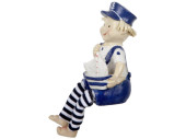 Kantenhocker Maritim Junge blau/weiss, 13 x 8,5 x 12 cm