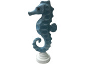 Seepferdchen auf Sockel blau, Poly, 12 x 7,5 x 26cm