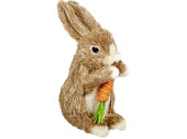 Hase Max mit Karotte stehend Styro/Stroh, 8 x 10 x H20cm