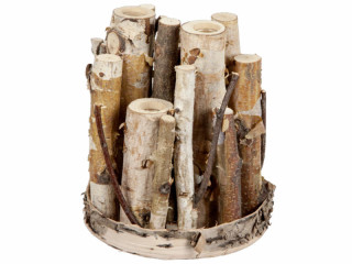 support en bouleau avec verres petite Ø 15 x h 18cm