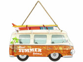 Schild Campingbus Summer orange/bunt, 52 x 30.5 x 0.9
