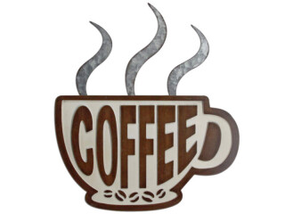 sign cup coffee brown/beige, 39 x 44 x 1.5cm